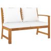 9 Piece Patio Lounge Set with Cushion Cream Solid Acacia Wood