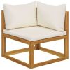 4-Seater Patio Sofa with Cushion Cream Solid Acacia Wood