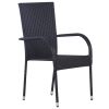 Stackable Patio Chairs 4 pcs Poly Rattan Black