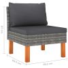 3-Seater Patio Sofa with Cushions Gray Poly Rattan