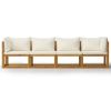 4-Seater Patio Sofa with Cushion Cream Solid Acacia Wood