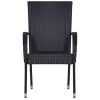 Stackable Patio Chairs 4 pcs Poly Rattan Black