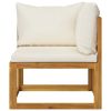 4-Seater Patio Sofa with Cushion Cream Solid Acacia Wood