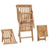 Patio Deck Chair with Footrest and Table Solid Teak Wood