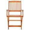 Folding Patio Chairs 8 pcs Solid Eucalyptus Wood