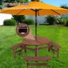 6-Person Circular Outdoor Wooden Picnic Table for Patio; Backyard; Garden; DIY w/ 3 Built-in Benches; 1720lb Capacity - Brown