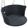 GO 33.8' Single Person Hanging Seat; Rattan Woven Swing Chair; Porch Swing With Ropes; Black Wicker And White Cushion