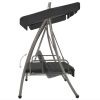 Outdoor Convertible Swing Bench with Canopy Anthracite 78"x47.2"x80.7" Steel