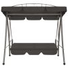 Outdoor Convertible Swing Bench with Canopy Anthracite 78"x47.2"x80.7" Steel