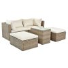 Outdoor Patio Furniture Set, 5-Piece Wicker Rattan Sectional Sofa Set