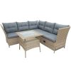 Outdoor Patio 4-Piece All Weather PE Wicker Rattan Sofa Set with Adjustable Backs for Backyard, Poolside, Gray