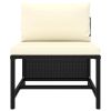 4-Seater Patio Sofa with Cushions Black Poly Rattan