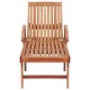 Sun Lounger with Taupe Cushion Solid Teak Wood