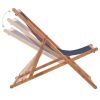 Folding Beach Chair Fabric and Wooden Frame Blue