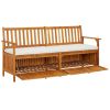 Storage Bench with Cushion 66.9" Solid Wood Acacia