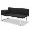 5 Piece Patio Lounge Set Textilene Aluminum Black