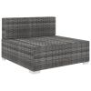 Sectional Middle Seat with Cushions Poly Rattan Gray