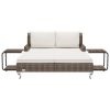 2-Person Patio Sun Bed with Cushions Poly Rattan Brown