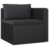 3 Piece Patio Sofa Set with Cushions Poly Rattan Black