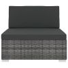 Sectional Middle Seat with Cushions Poly Rattan Gray