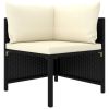 4 Piece Patio Sofa Set with Cushions Black Poly Rattan