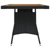 Patio Table Black 51.2"x27.6"x28.3" Poly Rattan & Solid Acacia Wood