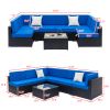 Fully Equipped Weaving Rattan Sofa Set with 2pcs Corner Sofas & 4pcs Single Sofas & 1 pcs Coffee Table Black