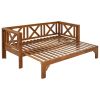 Outdoor Patio Extendable Wooden Sofa Set Sectional Furniture Set with Thick Cushions for Balcony; Backyard; Poolside; Brown Finish+Blue Cushion