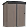 TOPMAX Patio 5ft Wx3ft. L Garden Shed; Metal Lean-to Storage Shed with Lockable Door; Tool Cabinet for Backyard; Lawn; Garden; Brown