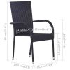 Stackable Patio Chairs 4 pcs Poly Rattan Black