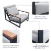 Modern Aluminum Lounge Chairs Sets; Outdoor Furniture Reclining with Ottoman; Cushions and Side Table