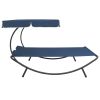 Patio Lounge Bed with Canopy and Pillows Blue