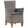 7 Piece Dining Set Poly Rattan and Solid Acacia Wood Gray