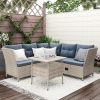 Outdoor Patio 4-Piece All Weather PE Wicker Rattan Sofa Set with Adjustable Backs for Backyard, Poolside, Gray