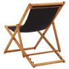 Folding Beach Chair Eucalyptus Wood and Fabric Black