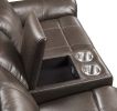 Lydia Motion Loveseat w/Console; Brown Leather Aire LV00655