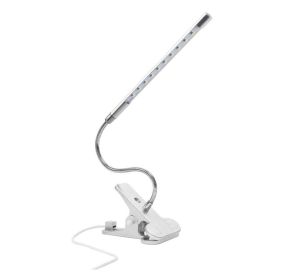 Clip on LED USB Light Flexible Reading Touch Desk Lamp (Color: Silver)