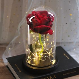 Mothers Day Wedding Favors Bridesmaid Gift Immortal Simulation Rose Glass Cover Luminous Led Ornament (Option: A)