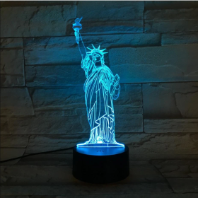 Colorful Magical Statue Of Liberty 3d Night Light (Option: 7 black Touch)