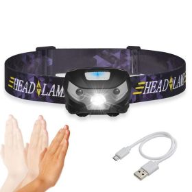 LED Headlamp 3000LM Mini Body Motion Sensor (Color: Black)