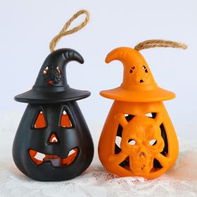 Halloween Pumpkin Lantern LED Colorful Home Party Decoration (Option: Black and orange)