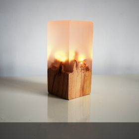 Resin solid wood small night light (Option: White-Non charging)