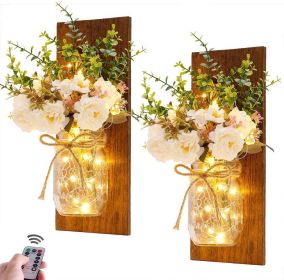 Immortal flower wood wall lamp (Option: Yellow remote)