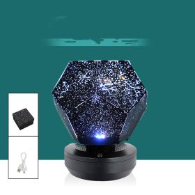 LED Starry Sky Projector Night Lights 3D Projection Night Lamp USB Charging Home Planetarium Kids Bedroom Decoration Room Lighting (Option: 3 colors Recharge)