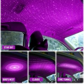 Car star sky top atmosphere light (Option: 4pcs set Purple)