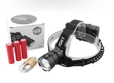 Zoom lens display large lens headlight (Option: White-Usb and battery)