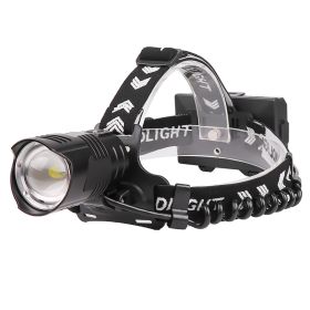 Strong light USB charging telescopic zoom headlight (Option: Black-USB)