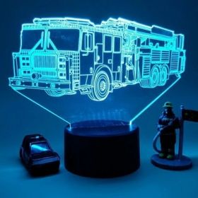 Fire engine 3D light 3D touch color 3D light (Option: Fireextinguishing foam tanker-5V)