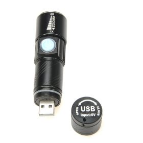 Rechargeable Mini Aluminum Flashlight (Option: Black-USB)