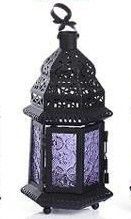 Metal candle holder wind lamp (Color: Purple)